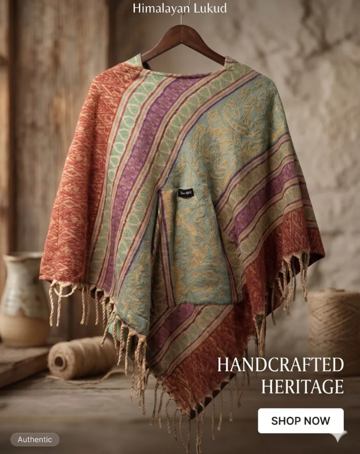 Handcrafted sage green woolen Kashmiri pheran robe